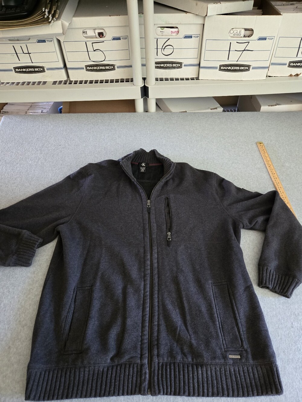 Calvin Klein Jacket Mens XXL Ribbed Mock Neck Sweater Full Zip Long Sleeve